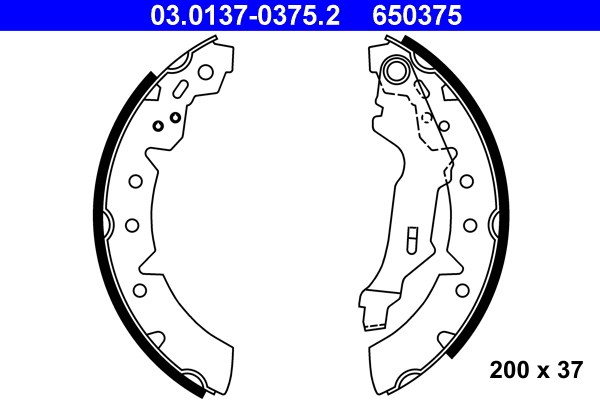 Bromsbackar, sats, Bakaxel Ate 03.0137-0375.2 ATE