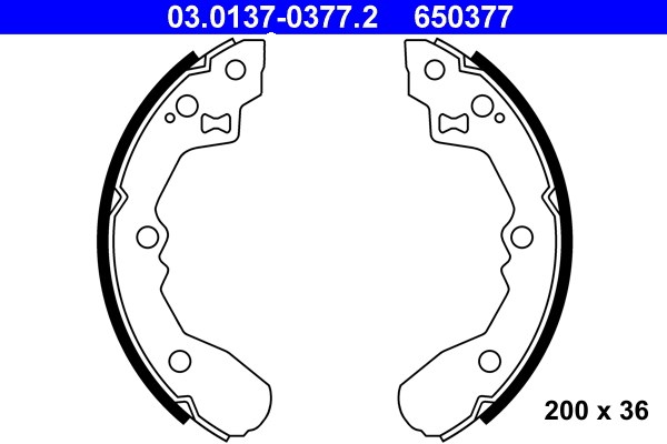 Bromsbackar, sats, Bakaxel Ate 03.0137-0377.2 ATE