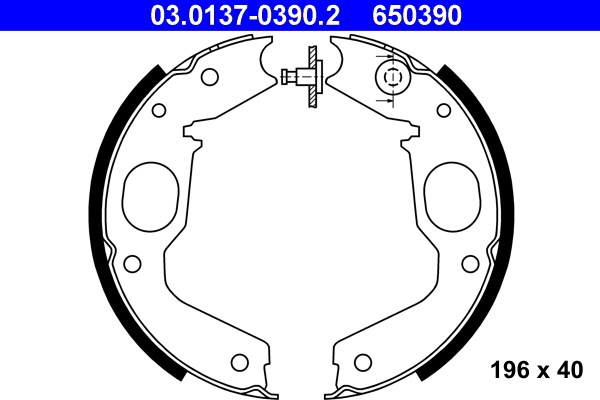 Bromsbackar, sats, parkeringsbroms, Bakaxel Ate 03.0137-0390.2 ATE