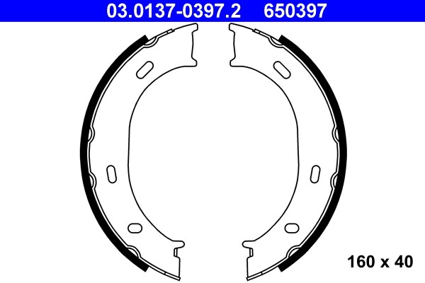 Bromsbackar, sats, parkeringsbroms, Bakaxel Ate 03.0137-0397.2 ATE