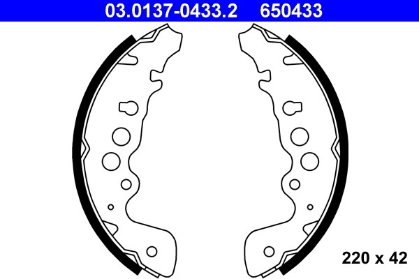 Bromsbackar, sats, Bakaxel Ate 03.0137-0433.2 ATE