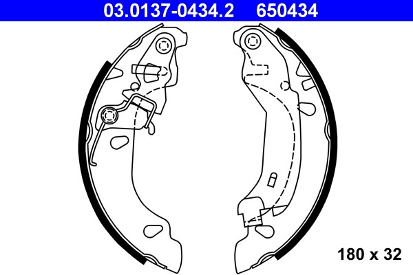 Bromsbackar, sats, Bakaxel Ate 03.0137-0434.2 ATE