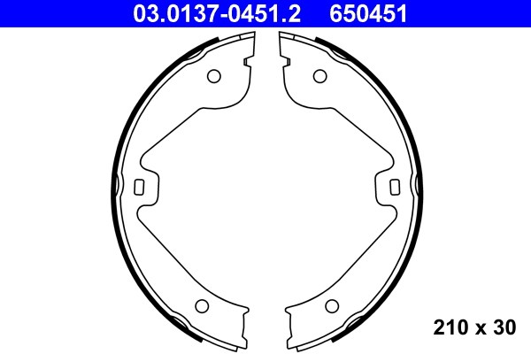 Bromsbackar, sats, parkeringsbroms, Bakaxel Ate 03.0137-0451.2 ATE