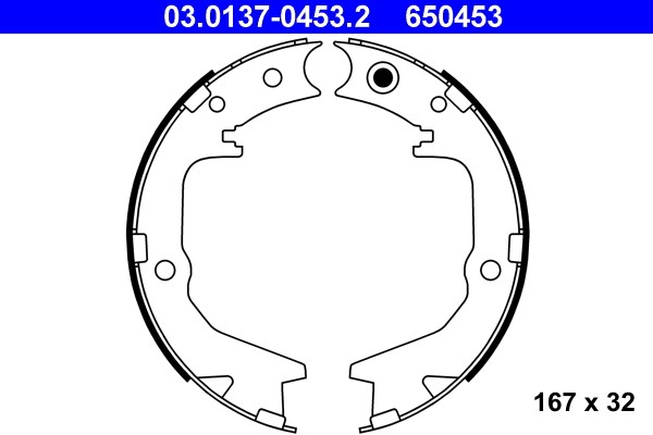 Bromsbackar, sats, parkeringsbroms, Bakaxel Ate 03.0137-0453.2 ATE