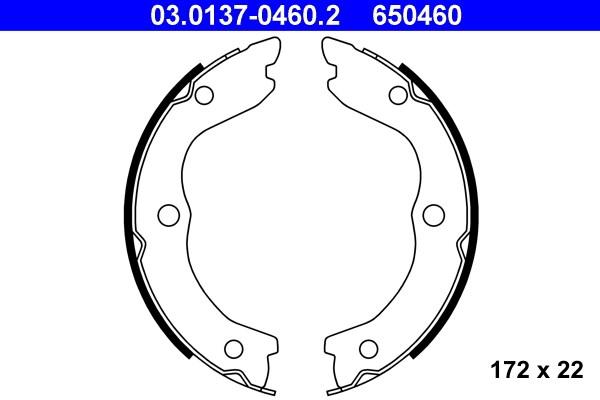 Bromsbackar, sats, parkeringsbroms, Bakaxel Ate 03.0137-0460.2 ATE