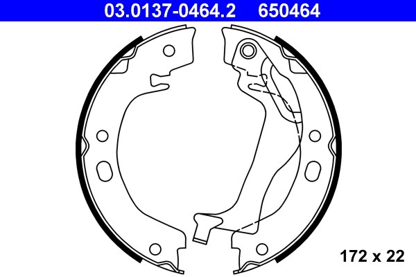 Bromsbackar, sats, parkeringsbroms, Bakaxel Ate 03.0137-0464.2 ATE