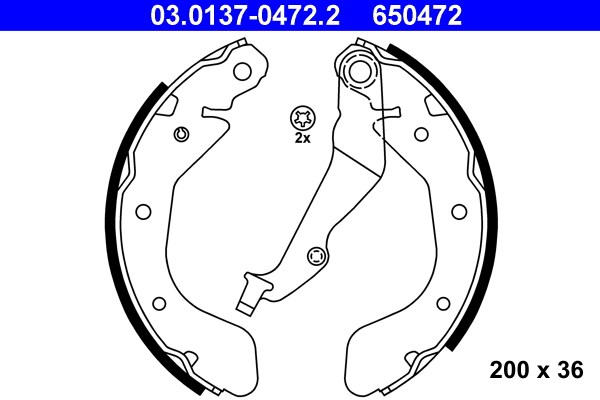 Bromsbackar, sats, Bakaxel Ate 03.0137-0472.2 ATE