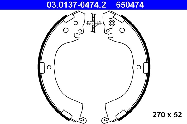 Bromsbackar, sats, Bakaxel Ate 03.0137-0474.2 ATE