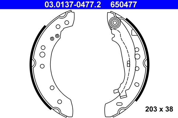 Bromsbackar, sats, Bakaxel Ate 03.0137-0477.2 ATE