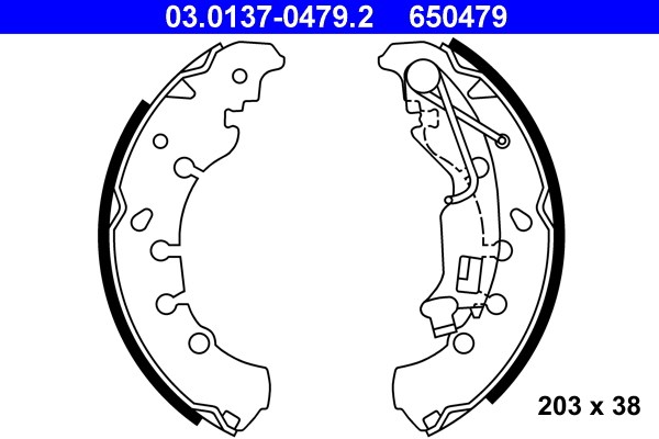 Bromsbackar, sats, Bakaxel Ate 03.0137-0479.2 ATE