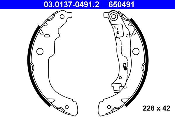 Bromsbackar, sats, Bakaxel Ate 03.0137-0491.2 ATE