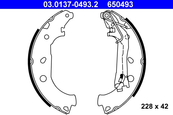 Bromsbackar, sats, Bakaxel Ate 03.0137-0493.2 ATE