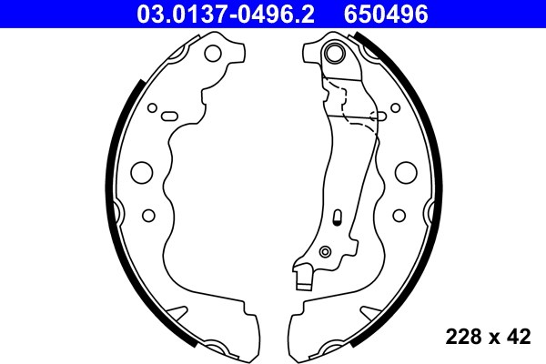 Bromsbackar, sats, Bakaxel Ate 03.0137-0496.2 ATE