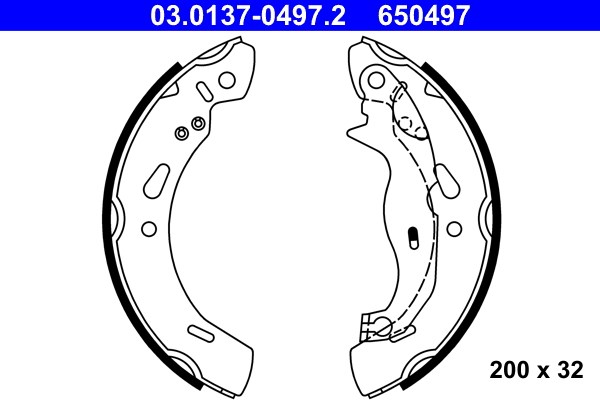 Bromsbackar, sats, Bakaxel Ate 03.0137-0497.2 ATE