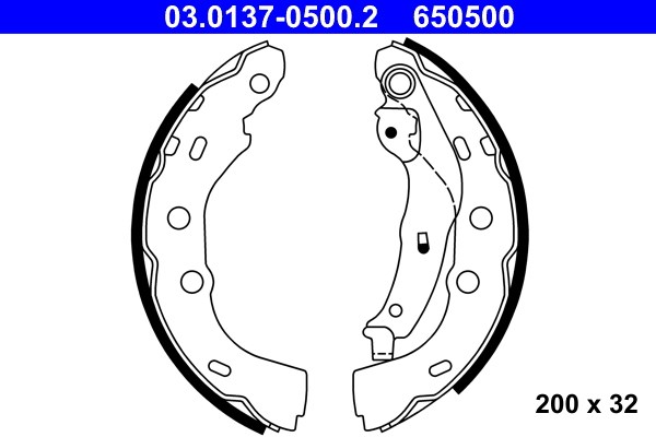 Bromsbackar, sats, Bakaxel Ate 03.0137-0500.2 ATE