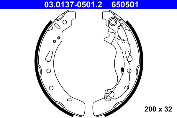 Bromsbackar, sats, Bakaxel Ate 03.0137-0501.2 ATE