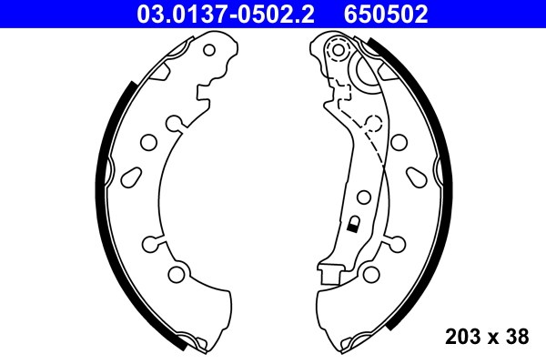 Bromsbackar, sats, Bakaxel Ate 03.0137-0502.2 ATE