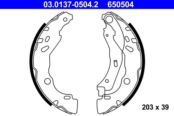 Bromsbackar, sats, Bakaxel Ate 03.0137-0504.2 ATE