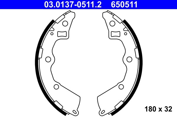 Bromsbackar, sats, Bakaxel Ate 03.0137-0511.2 ATE