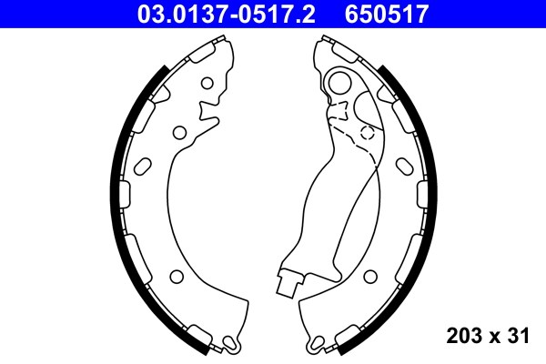Bromsbackar, sats, Bakaxel Ate 03.0137-0517.2 ATE