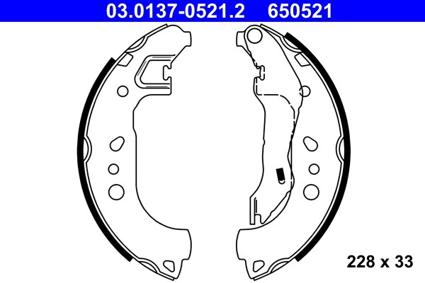 Bromsbackar, sats, Bakaxel Ate 03.0137-0521.2 ATE