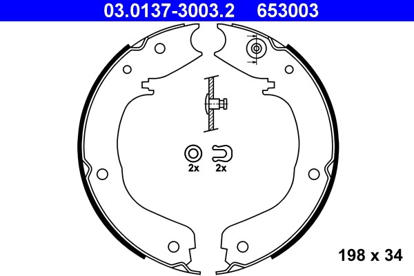 Bromsbackar, sats, parkeringsbroms, Bakaxel Ate 03.0137-3003.2 ATE