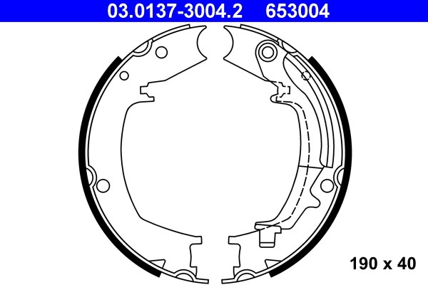 Bromsbackar, sats, parkeringsbroms, Bakaxel Ate 03.0137-3004.2 ATE
