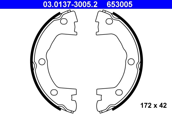 Bromsbackar, sats, parkeringsbroms, Bakaxel Ate 03.0137-3005.2 ATE