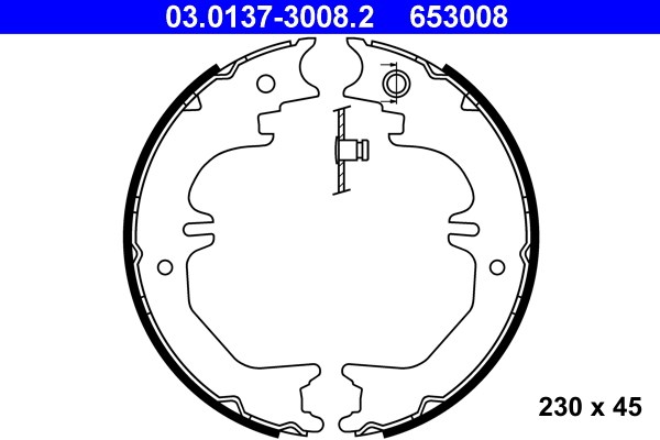 Bromsbackar, sats, parkeringsbroms, Bakaxel Ate 03.0137-3008.2 ATE