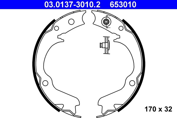 Bromsbackar, sats, parkeringsbroms, Bakaxel Ate 03.0137-3010.2 ATE
