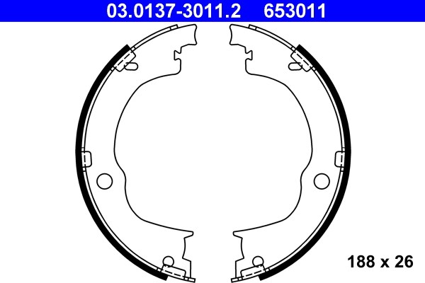 Bromsbackar, sats, parkeringsbroms, Bakaxel Ate 03.0137-3011.2 ATE