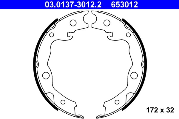 Bromsbackar, sats, parkeringsbroms, Bakaxel Ate 03.0137-3012.2 ATE