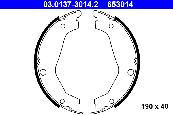 Bromsbackar, sats, parkeringsbroms, Bakaxel Ate 03.0137-3014.2 ATE
