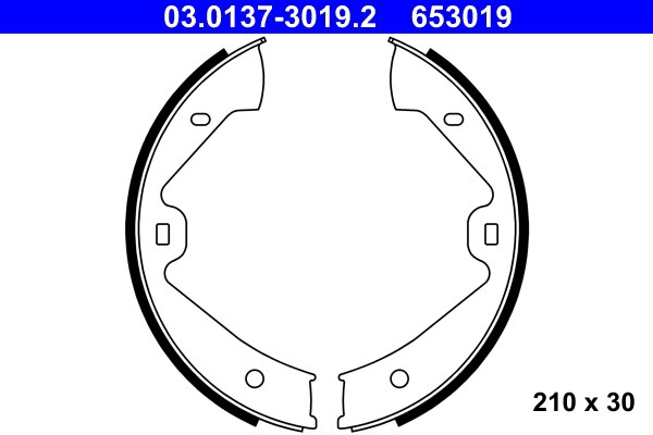 Bromsbackar, sats, parkeringsbroms, Bakaxel Ate 03.0137-3019.2 ATE