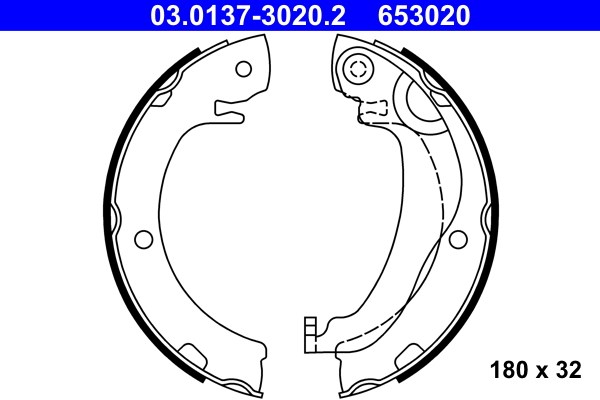 Bromsbackar, sats, parkeringsbroms, Bakaxel Ate 03.0137-3020.2 ATE