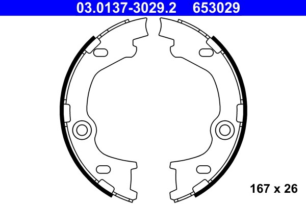 Bromsbackar, sats, parkeringsbroms, Bakaxel Ate 03.0137-3029.2 ATE