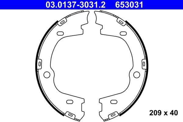 Bromsbackar, sats, parkeringsbroms, Bakaxel Ate 03.0137-3031.2 ATE