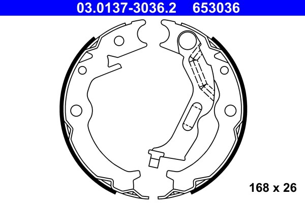 Bromsbackar, sats, parkeringsbroms, Bakaxel Ate 03.0137-3036.2 ATE