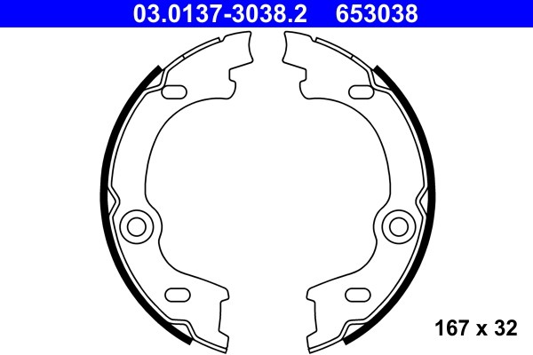 Bromsbackar, sats, parkeringsbroms, Bakaxel Ate 03.0137-3038.2 ATE