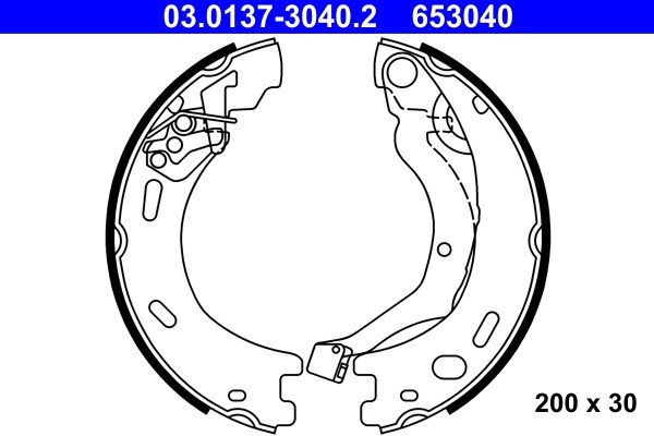 Bromsbackar, sats, parkeringsbroms, Bakaxel Ate 03.0137-3040.2 ATE