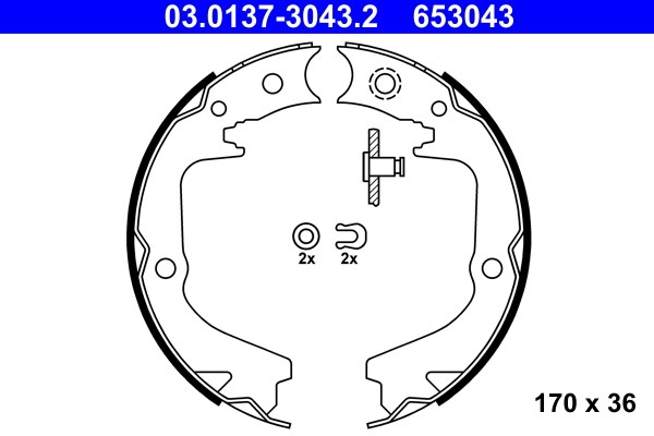 Bromsbackar, sats, parkeringsbroms, Bakaxel ATE