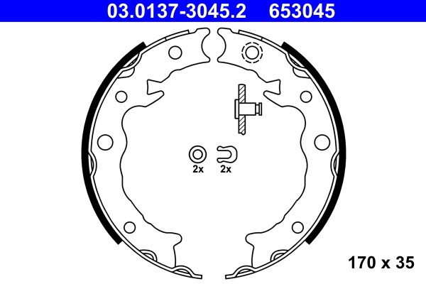 Bromsbackar, sats, parkeringsbroms, Bakaxel ATE