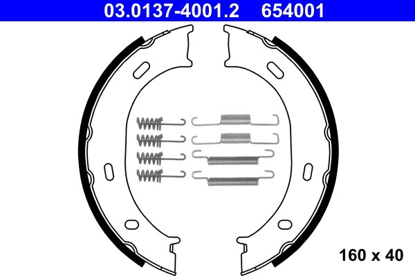 Bromsbackar, sats, parkeringsbroms, Bakaxel Ate 03.0137-4001.2 ATE