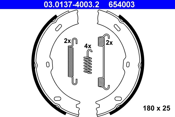 Bromsbackar, sats, parkeringsbroms, Bakaxel Ate 03.0137-4003.2 ATE