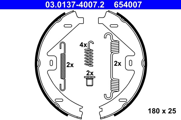 Bromsbackar, sats, parkeringsbroms, Bakaxel Ate 03.0137-4007.2 ATE