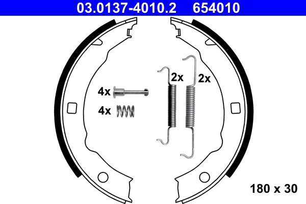 Bromsbackar, sats, parkeringsbroms, Bakaxel Ate 03.0137-4010.2 ATE