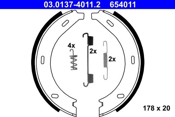 Bromsbackar, sats, parkeringsbroms Ate 03.0137-4011.2 ATE