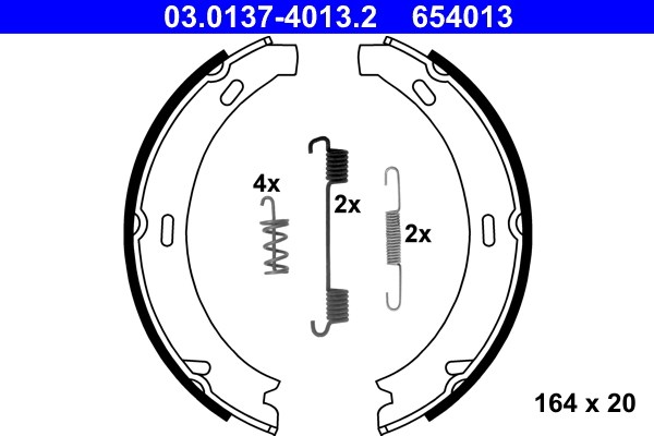 Bromsbackar, sats, parkeringsbroms, Bakaxel Ate 03.0137-4013.2 ATE