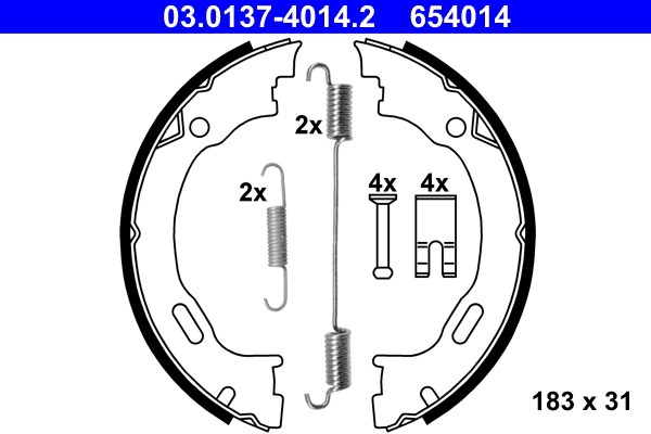 Bromsbackar, sats, parkeringsbroms, Bakaxel Ate 03.0137-4014.2 ATE