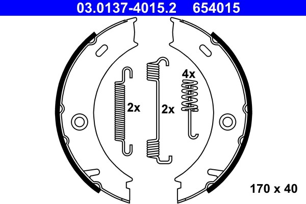 Bromsbackar, sats, parkeringsbroms, Bakaxel Ate 03.0137-4015.2 ATE